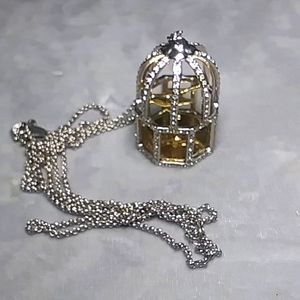 Swarovski Bird in a Cage necklace.